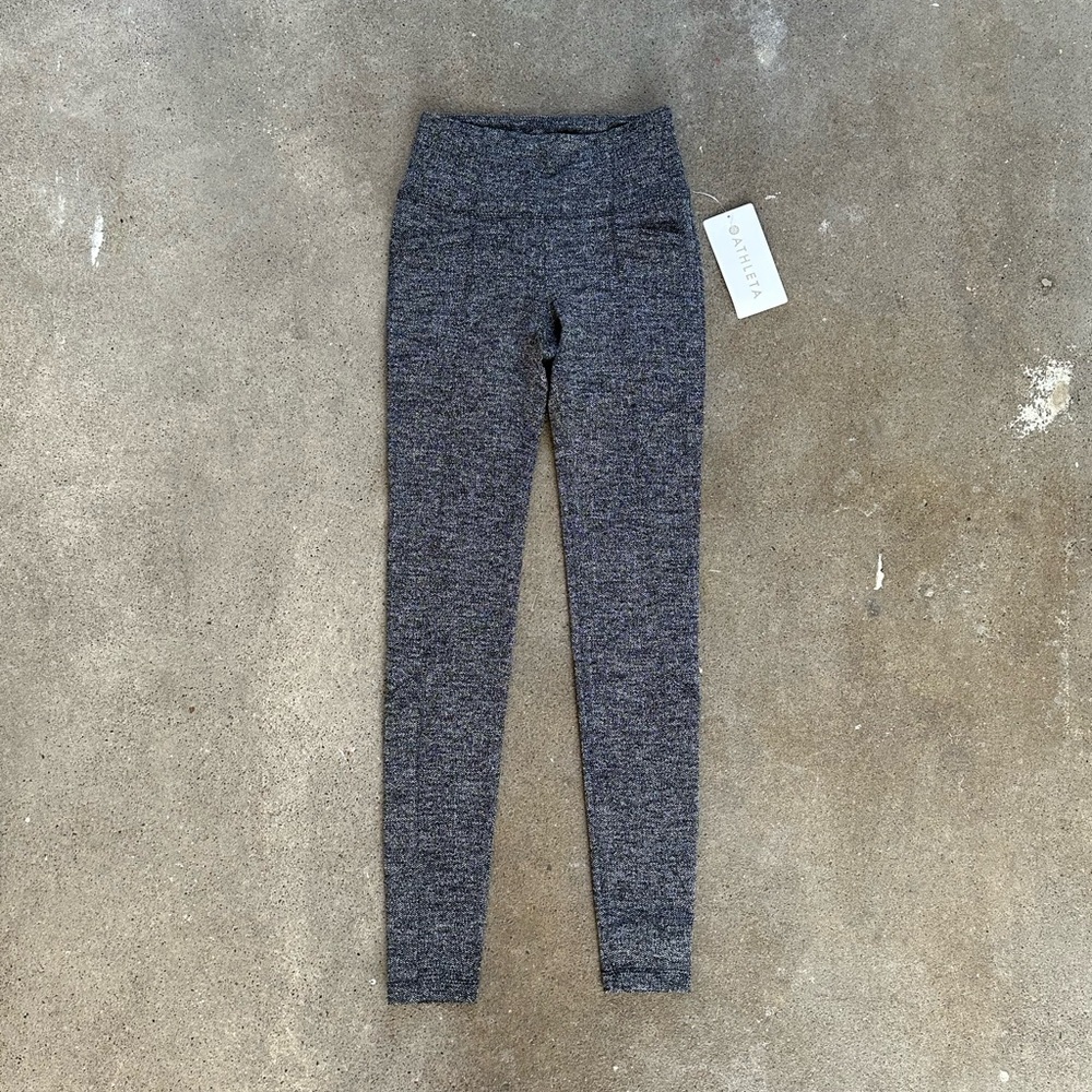 Nwt Athleta Herringbone Metro High Waisted Legging In Black Size Xxs Activewear